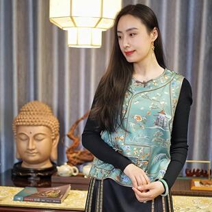 【御瑞·马甲】苏绣国风圆领纯手工盘扣百搭宽松新中式刺绣复古