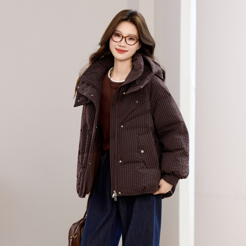 格子棉衣女2025新款冬季加厚保暖