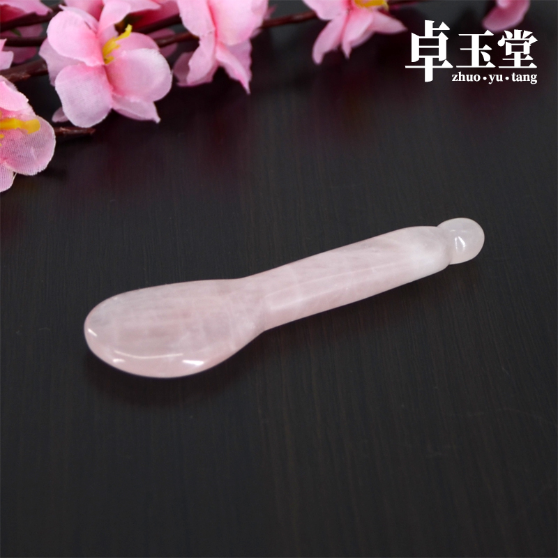 天然粉晶玉石水晶刮痧板拨经棒点穴棒面部按摩棒美容眼睛拨筋棒