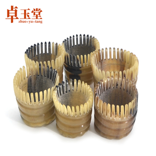 老牛角圆筒按摩梳子头部经络头天然疗头皮刮痧洗头头疗专用按摩器