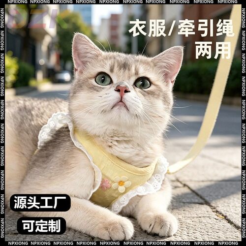 猫咪牵引绳防挣脱外出专用溜猫背心式背带小型犬小猫猫防丢遛猫u5