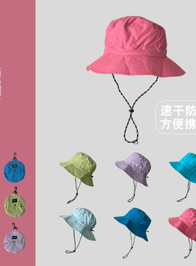 玫红色可折叠收纳速干渔夫帽