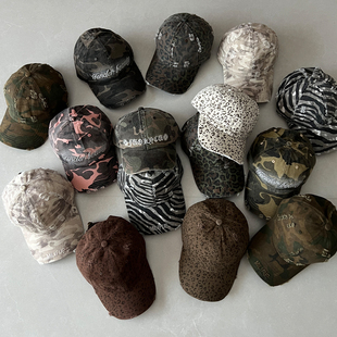 街头破洞鸭舌帽潮男情侣 韩版 TAAK新款 豹纹迷彩斑马棒球帽子女夏季