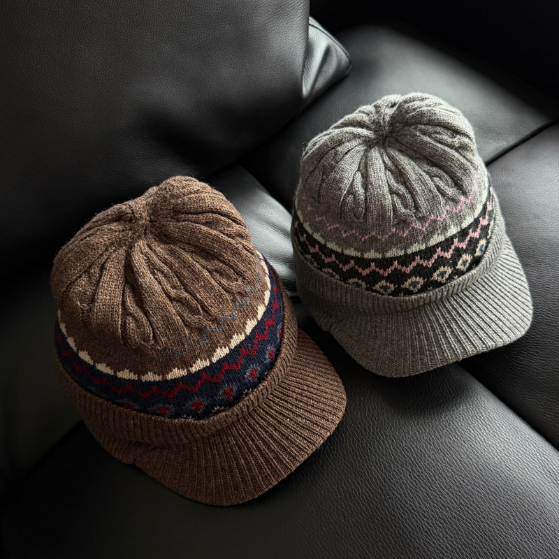 TAAK含羊毛复古麻花费尔岛鸭舌毛线帽子女秋冬天民族风套头针织帽,服饰配件/皮带/帽子/围巾,帽子,淘宝优惠券,粉丝福利购,淘宝优惠卷