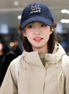 TAAK卢昱晓同款藏青色棒球帽子女大头围显脸小徐若晗百搭鸭舌帽潮