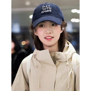 TAAK卢昱晓同款藏青色棒球帽子女大头围显脸小徐若晗百搭鸭舌帽潮