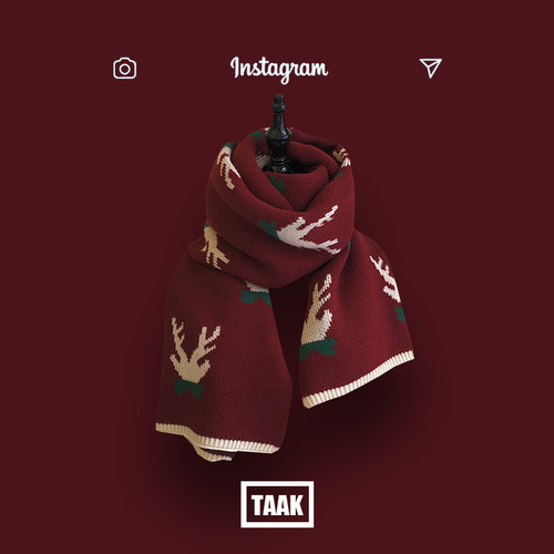 圣诞礼物红色小鹿围巾