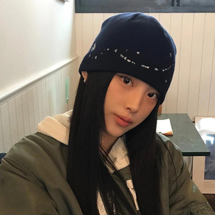 TAAK韩国ins博主同款字母星星毛线帽子女冬天显脸小针织帽男冷帽