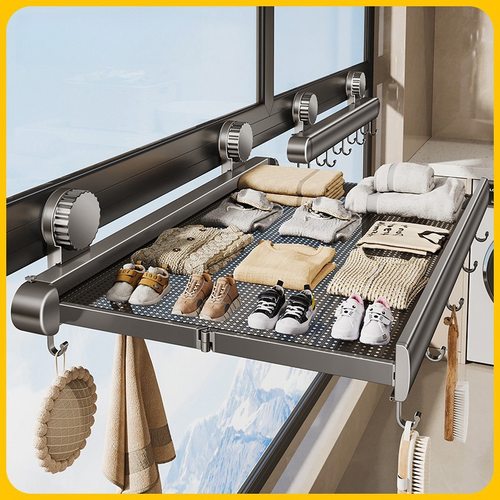 吸盘阳台晾鞋架窗台晾衣架窗户晾晒网护栏小型晒枕头袜子晾衣神器