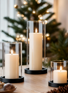 欧式烛台浪漫情人节烛光晚餐生日派对装扮酒店样板间摆件无烟蜡