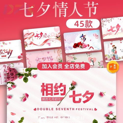 七夕情人节鹊桥相会爱在七夕PPT模板七夕节营销策划告白活动PPTb4