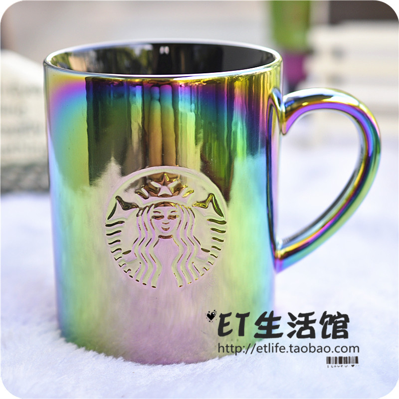 新年礼物炫彩带盖星巴克杯子