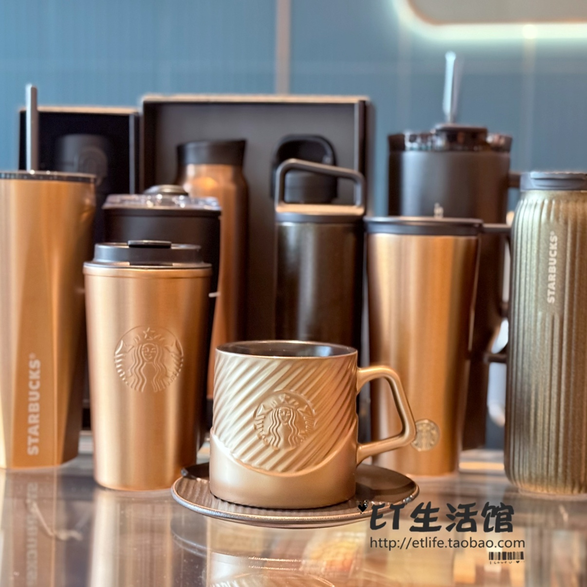 星巴克杯子2025圣诞冬日男士鎏金高级轻奢黑金不锈钢保温杯马克杯