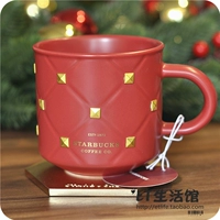 380 мл Рождественская ретро -красная кружка с подставками с подставками