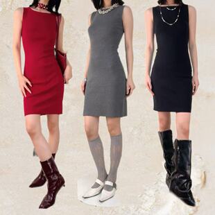 【26新款】瑞秋裙针织简约修身日常通勤优雅设计感无袖百搭连衣裙