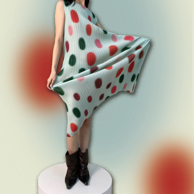 自由曼波千禧晕染褶皱肌理连衣裙