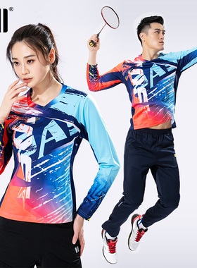 单双号DASONKA羽毛球服秋冬运动长袖T恤速干乒乓球服长袖男女同款