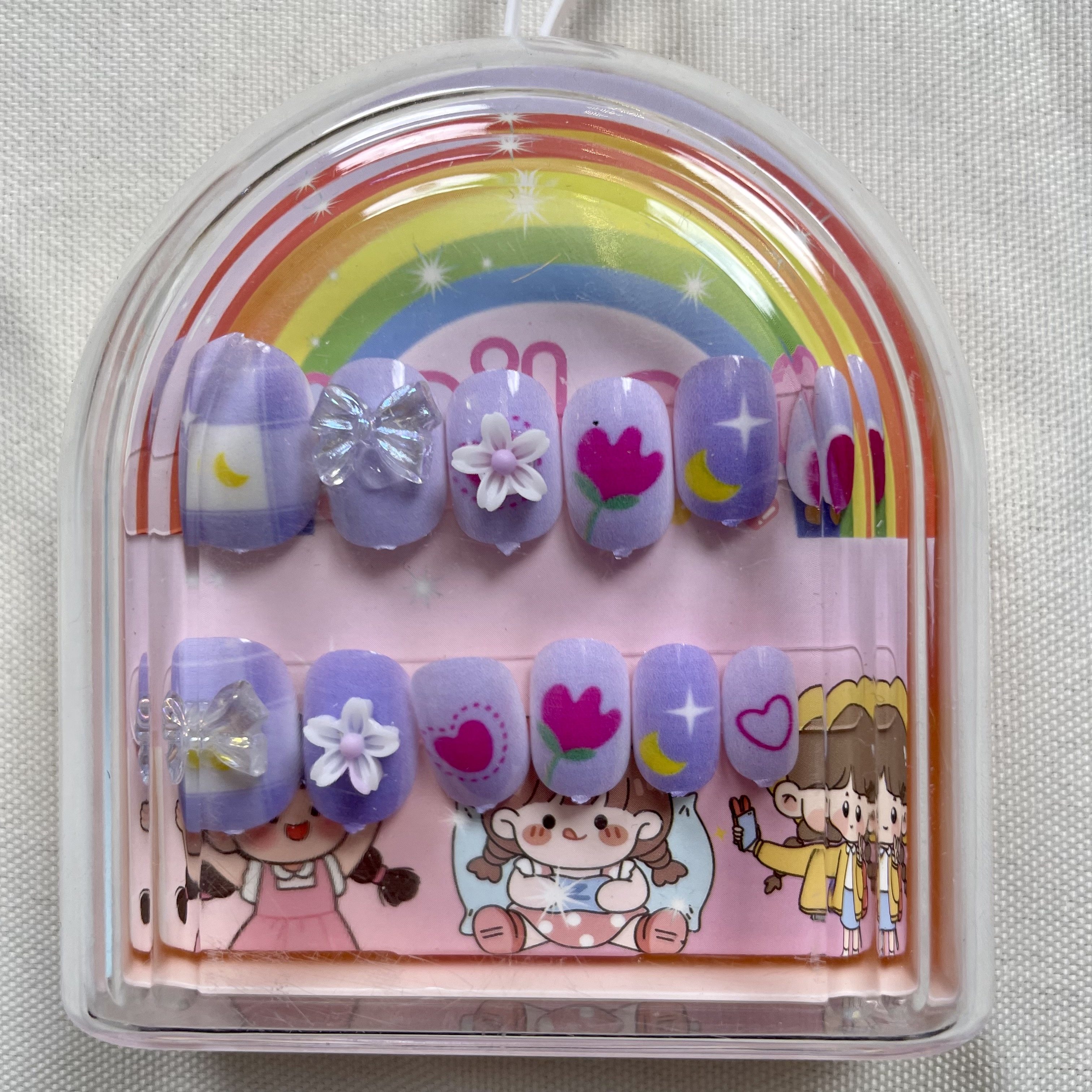 甜美卡通穿戴甲立体花朵美甲贴片少女心可爱可拆卸短款学生指甲