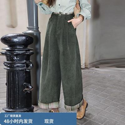 灯芯绒阔腿裤子女士装春秋冬季2025年新款今年流行爆款直筒休闲裤