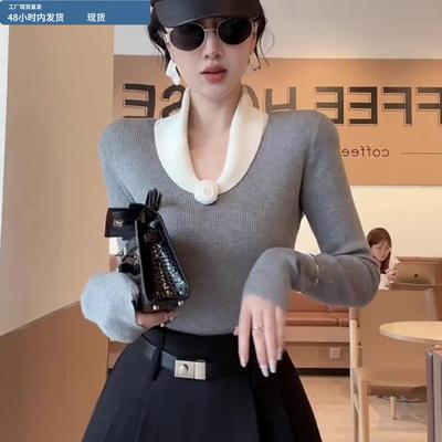 v领毛衣针织衫女2025新款今年流行爆款秋冬打底衫上衣内搭高级感