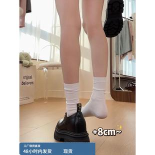 牛津鞋 女学院风真皮百搭单鞋 英伦风厚底增高8cm系带小皮鞋 羊皮版