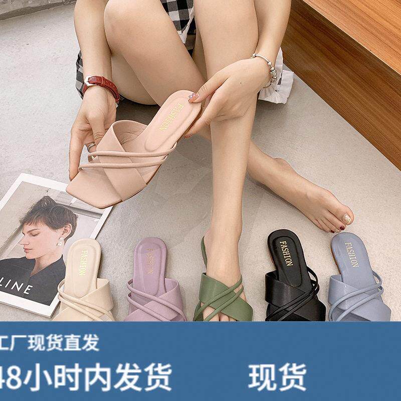 粗跟网红凉鞋女ins潮仙女风2021夏季新款时尚配长裙子的中跟女