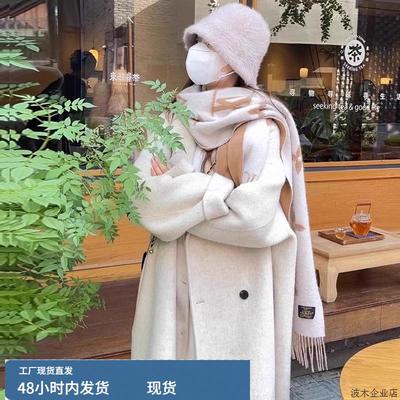 羽绒服内胆毛呢大衣女中长款小个子2024新款冬季爆款加厚羊绒外套