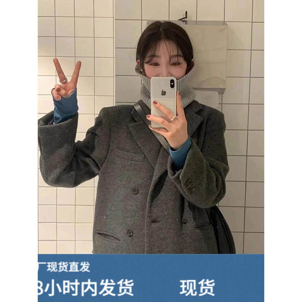 高级感灰色西装毛呢外套女2024秋冬新款小个子中长款正肩呢子大衣,运动/瑜伽/健身/球迷用品,广场舞套装,淘宝优惠券,粉丝福利购,淘宝优惠卷