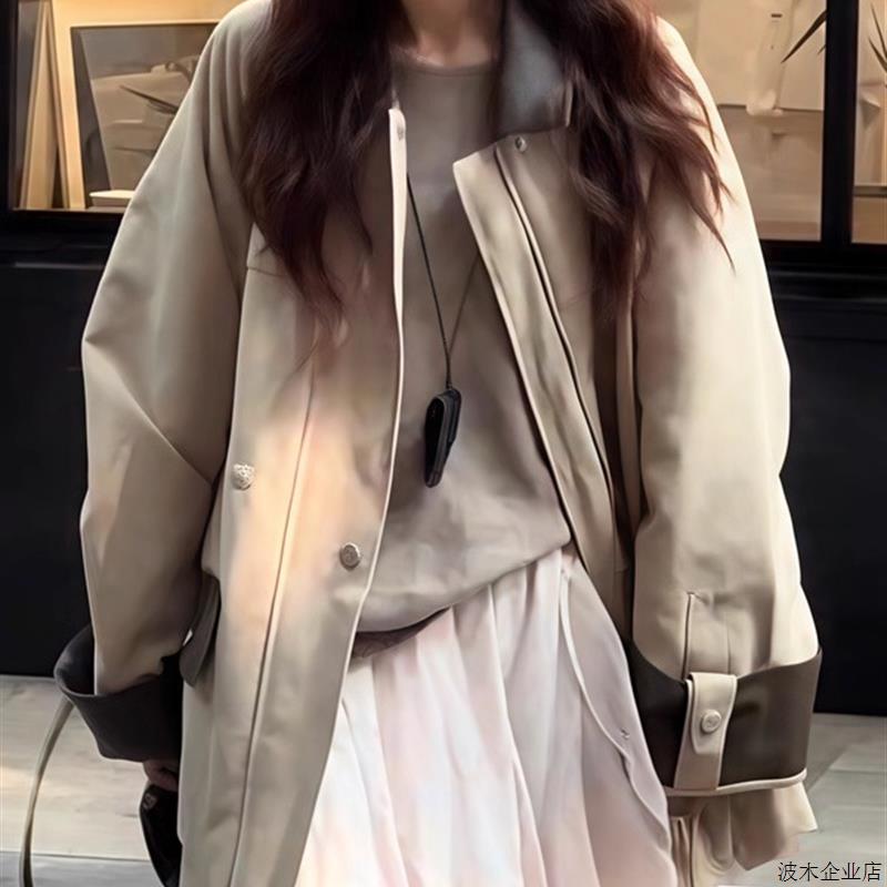 采购产品秋季服装时尚的女性修身风衣2025年新的秋季工作服宽松的