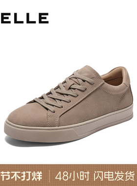 百丽男士简约休闲运动板鞋春秋季新款荔纹牛皮革软底鞋子D4V07CM5