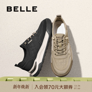 轻盈厚底套脚鞋 百丽男鞋 新款 2025秋季 8RX01BM5 休闲透气一脚蹬布鞋