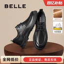 厚底软底通勤爸爸加绒鞋 秋款 子7WF01AM3 休闲商务黑色皮鞋 百丽男士