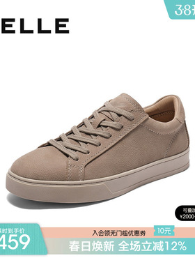 百丽男士简约休闲运动板鞋春秋季新款荔纹牛皮革软底鞋子D4V07CM5