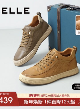 百丽男士高帮休闲运动厚底工装板鞋男25冬季新款牛皮加绒A2188DM5