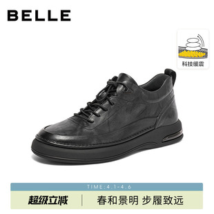 新款 百丽男士 休闲商务软底皮鞋 春秋季 8CS01DM3 通勤轻便黑色公务鞋