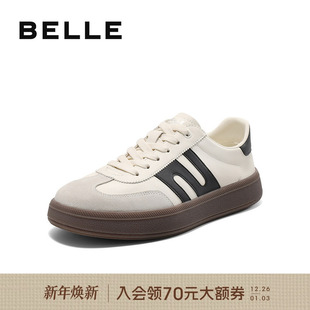 厚底小白鞋 百丽板栗德训男士 新款 25秋季 8QF01AM5 休闲运动阿甘板鞋