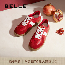 百丽男鞋CNY全家福系列红色春季新年款休闲德训运动板鞋8QU01AM5