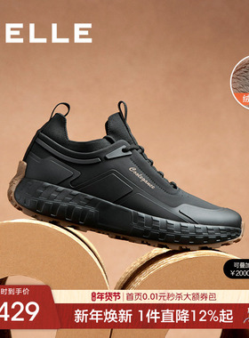 百丽男士厚底休闲跑步运动健步登山鞋秋款高帮加绒徒步棉鞋A1679