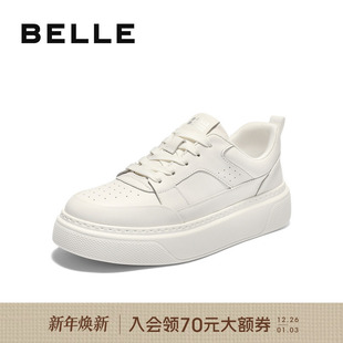 厚底增高板鞋 百丽男士 新款 男2025秋季 A2056CM5 百搭休闲软底小白鞋