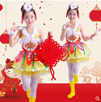 小荷风采五一六一儿童节舞蹈红红的中国结演出服装民族表演服装
