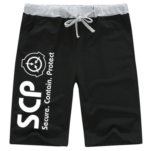 SCP基金会特殊收容动漫周边运动短裤男直筒棉休闲五分裤来图定制