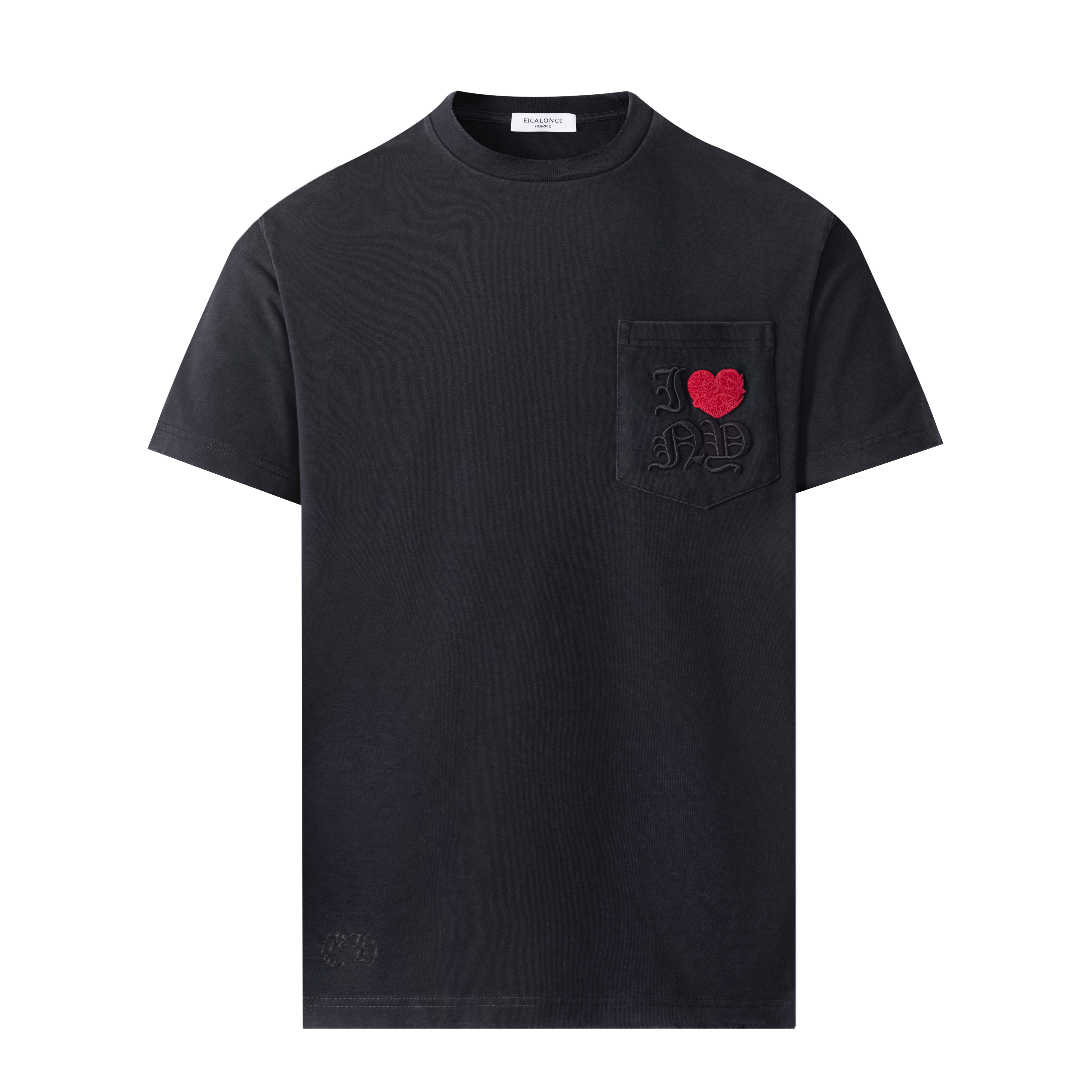 Eicalonce·意卡伦萨 25·SS夏季简约梵文爱心刺绣短袖T恤SM12373