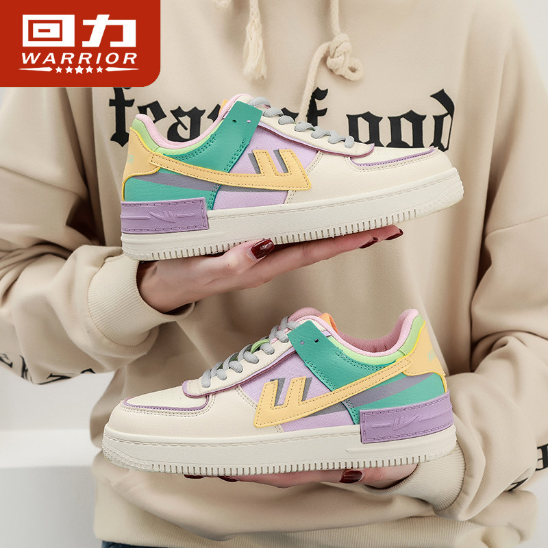 回力女鞋ow联名樱花aj空军一号女鞋子马卡龙小白鞋回力低帮板鞋女