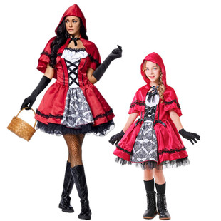 万圣节cos小红帽斗篷披风儿童成人亲子童话剧表演小红帽演出服装