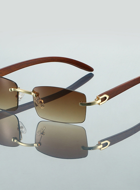 时尚复古风方形无框太阳眼镜男女