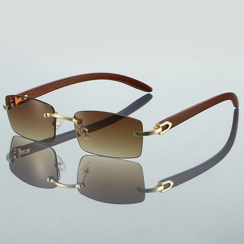 时尚复古风方形无框太阳眼镜男女