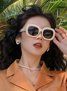 韩版太阳镜女防紫外线椭圆粗框