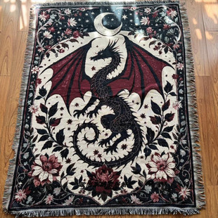 跨境外贸四季盖毯中国风ins线毯单人沙发垫盖巾披肩挂毯挂画地毯