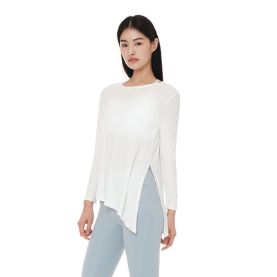 韩国采购 Andar瑜伽开叉长罩衫 不规则舒适超弹 叠穿长袖外套