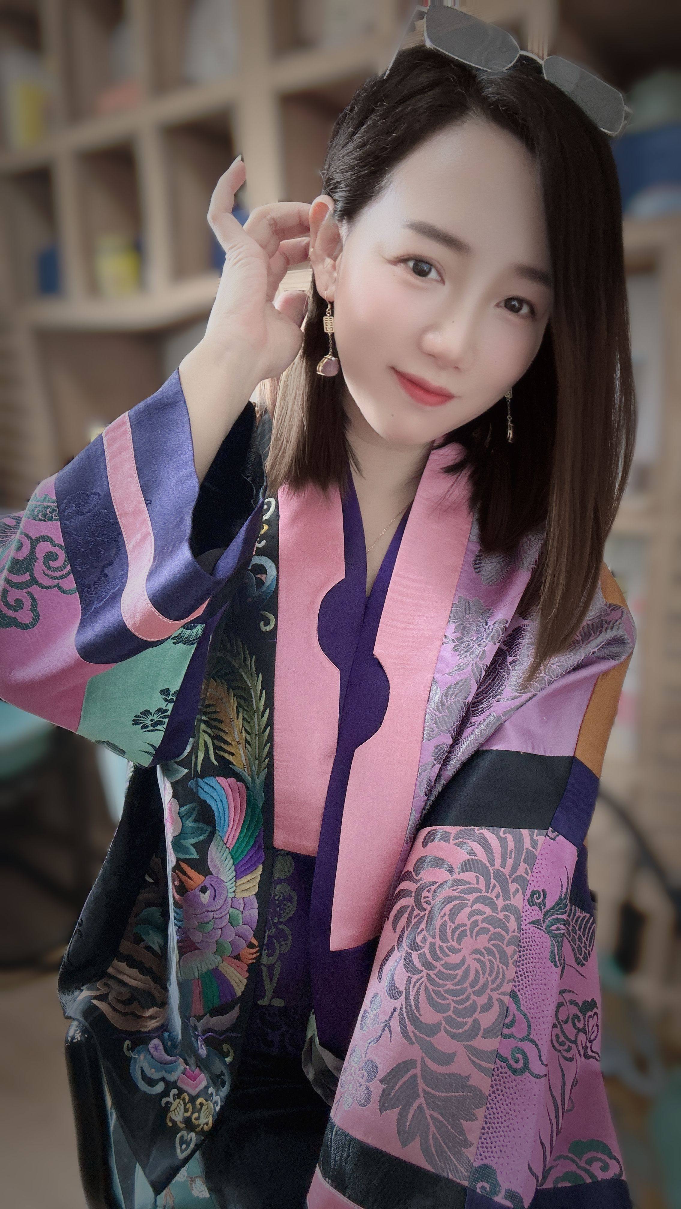 妍驎王原创设计国风老缎刺绣系列百衲衣外套 民族风手工刺绣外套
